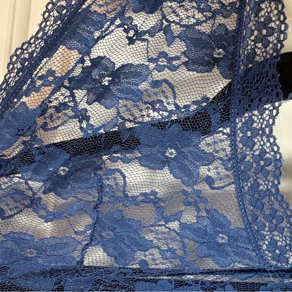 Blue Lace Halter Teddy and Matching Robe - Picture 5 of 5